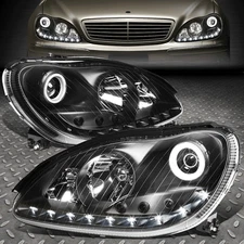 [LED DRL]FOR 2000-2006 MERCEDES S-CLASS W220 BLACK HOUSING PROJECTOR HEADLIGHT