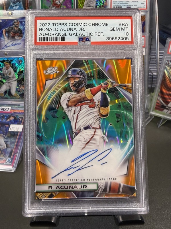 ronald acuna jr 2022 Topps Chrome Cosmic Orange Galactic Auto /25 PSA 10 Braves