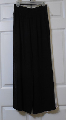 Kona Sol Black Gauzy Sheer with Side Slits Beach Coverup Pants Size S