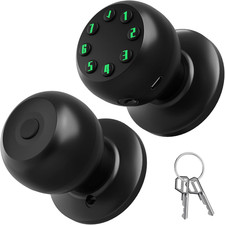 Smart Keypad Door Knob, Keyless Entry Door Lock with Auto Lock and Low Battery A
