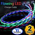 2 PACK LED 6FT Fast Charge USB-C to USB-A Charging Cable Colorful Light Up Cord