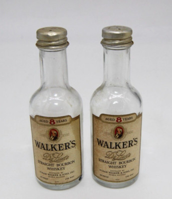 Vintage Walker's DeLuxe Straight Bourbon Whiskey Salt & Pepper Shakers