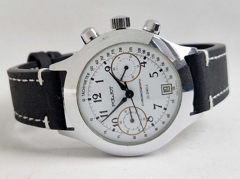 Relógio mecânico masculino POLJOT cronógrafo vintage russo calibre 1MChZ Kirova. 3133 - Imagem 3 de 4