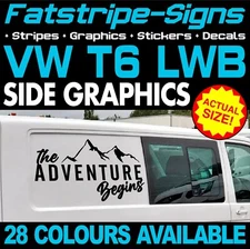 to fit VW T6 LWB ADVENTURE BEGINS STICKERS GRAPHICS DECALS DAY VAN CAMPER
