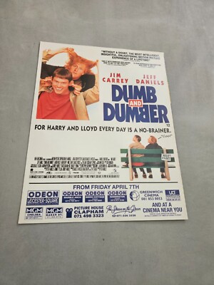 TPEEP187 MAGAZINWERBUNG 11X8'' DUMM UND DÜMMER - JIM CARREY, JEFF DANIELS 