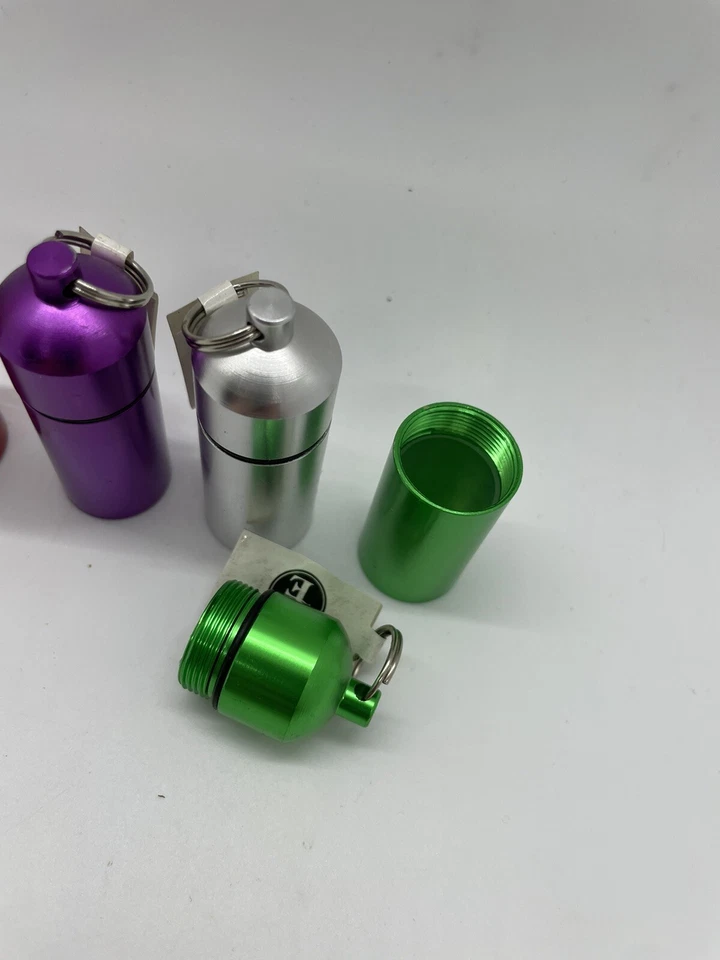 New 6pc Small Pill / ID Holder Keychain W / WATER RESISTANT Gasket Ring - Image 3 of 3