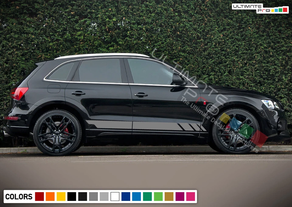 Kit de carrocería a rayas deportivas laterales de vinilo calcomanía adhesiva para espejo retrovisor de puerta portaequipajes de techo Audi Q5 Foto 4 de 4