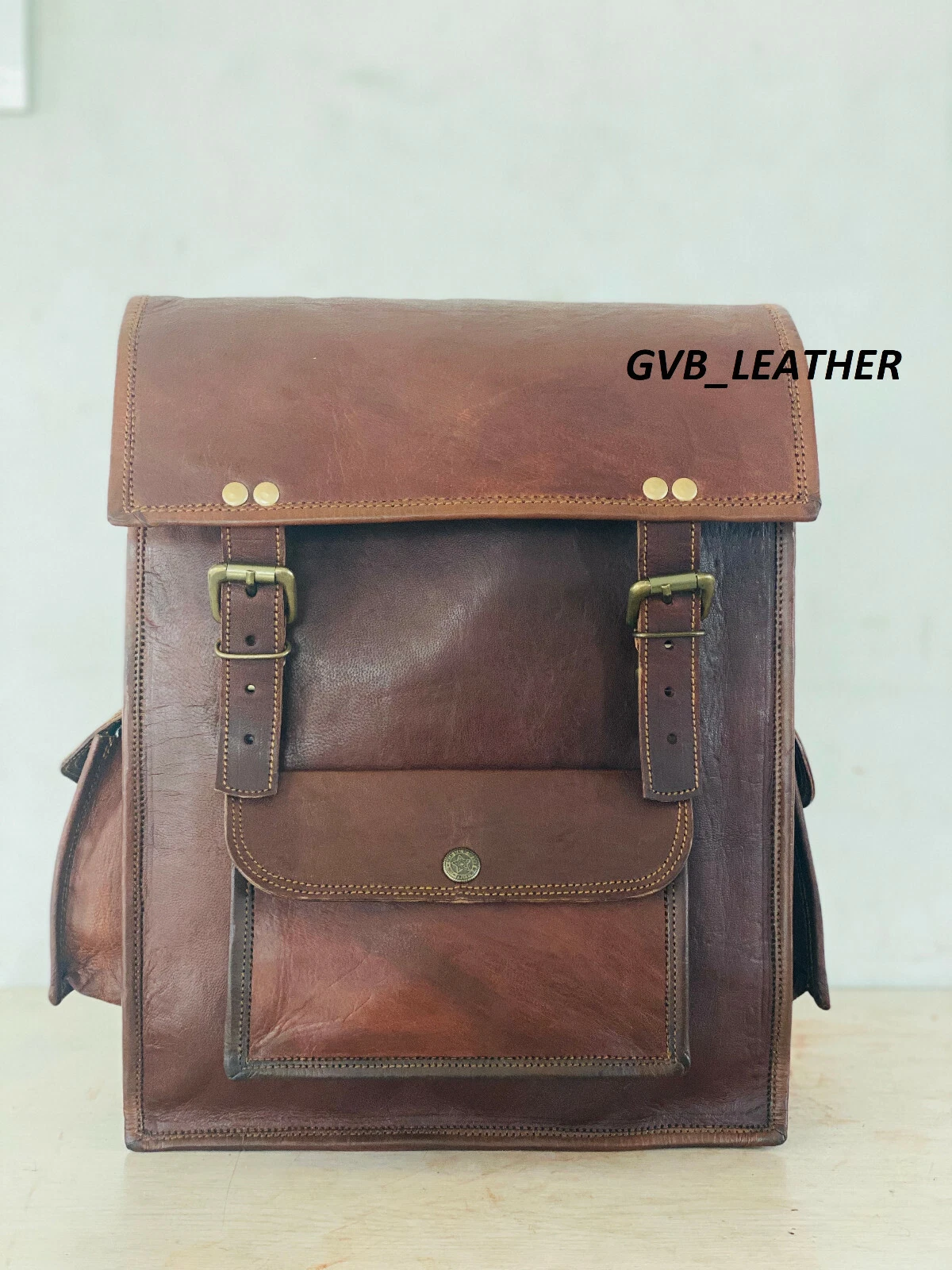 13" New Bag Vintage Leather Back Pack Convertable Rucksack Travel bag GVB-501