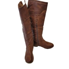 Top Moda Cognac Tall Knee High Size Zip Boots Size 6.5 Brown