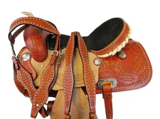 15 16 GAITED WESTERN SADDLE HORSE PLEASURE SHOW TRAIL CROSS TOOLED LEATHER TACK