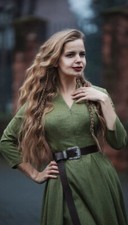 Corsetry & Romance handmade zip up green dress gown cashmere wool size S small