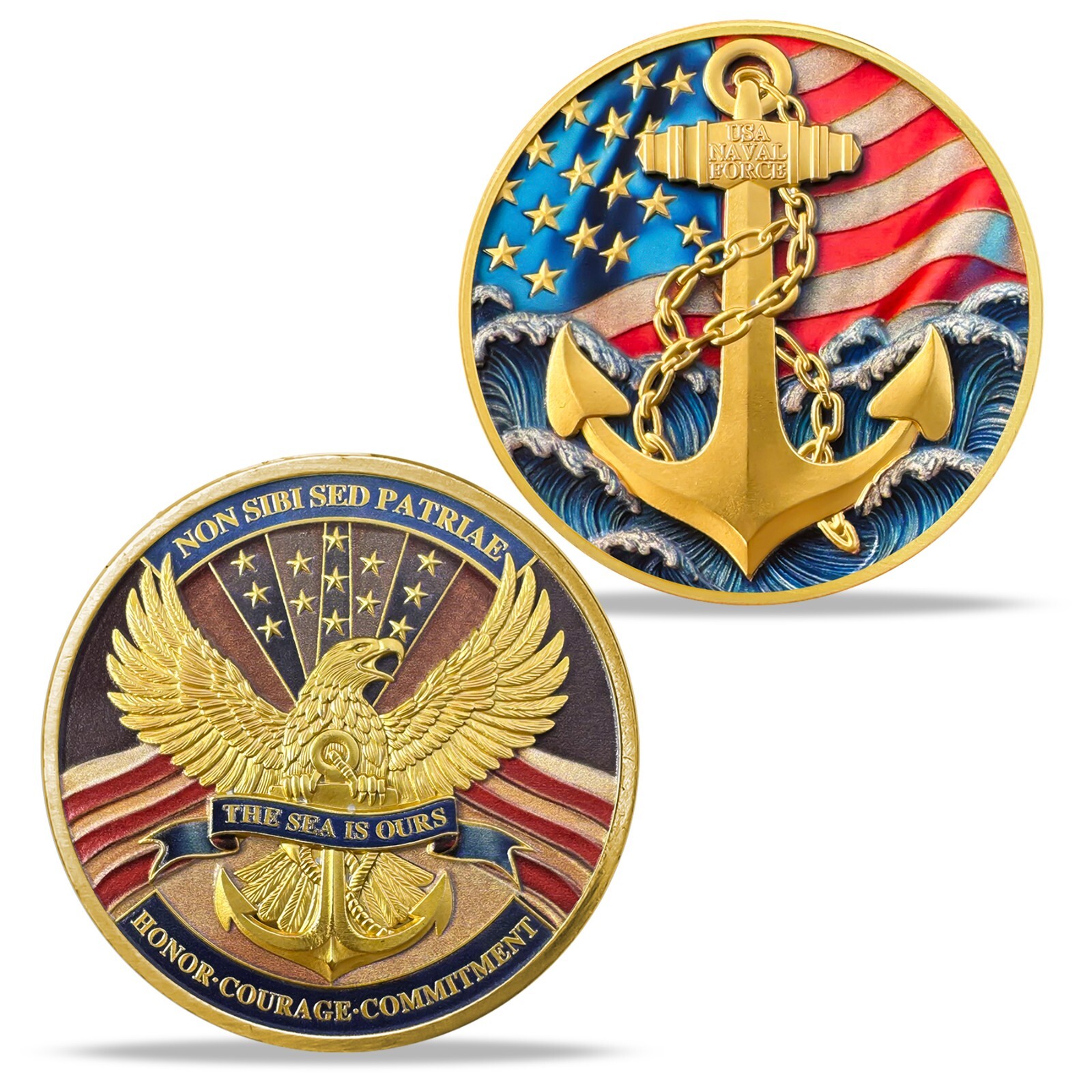 Premium USA Naval Force Challenge Coins Thank You Gift Coin for Veterans Sailors-image