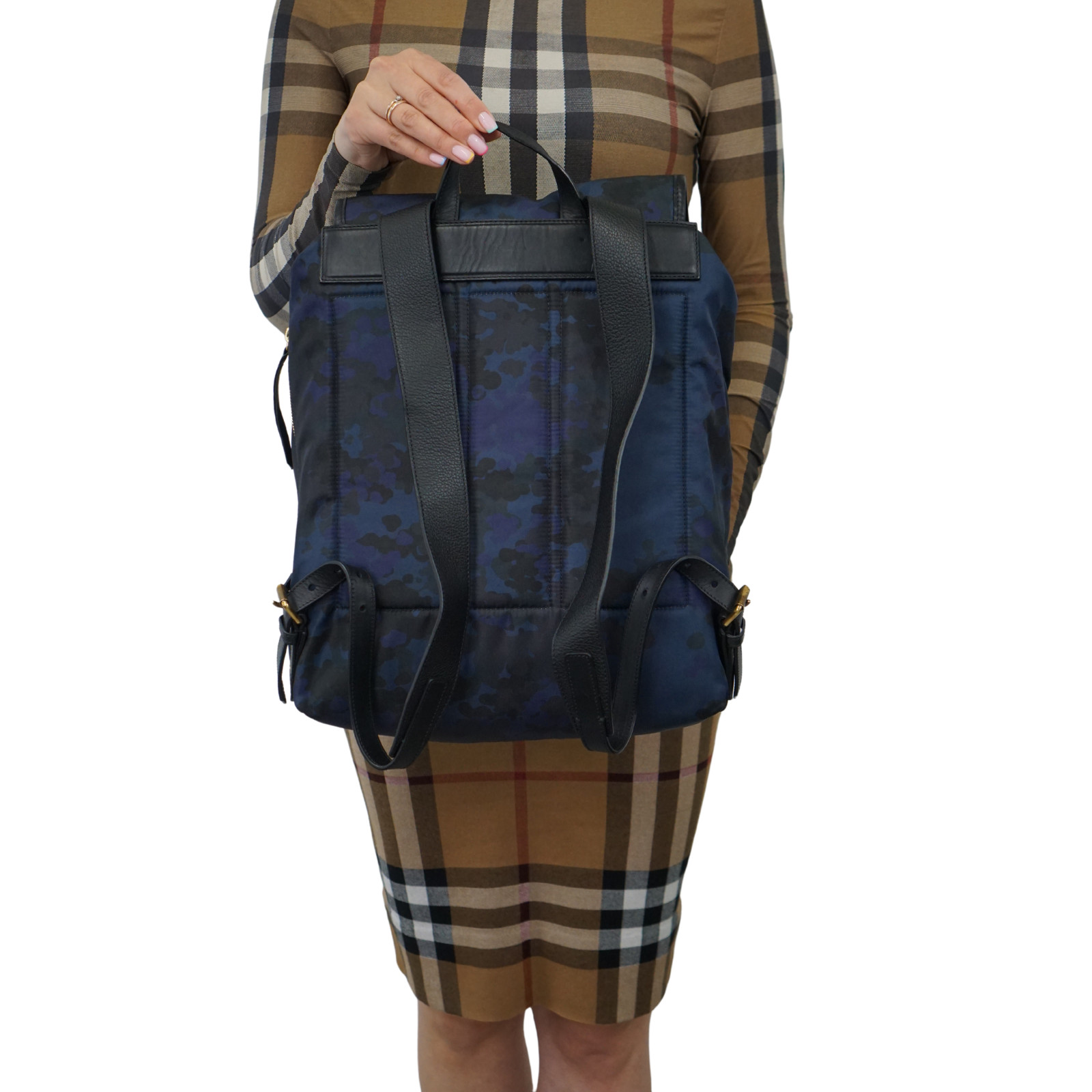 Genuine Burberry The Rucksack Nylon Backpack Blue Camouflage image 4
