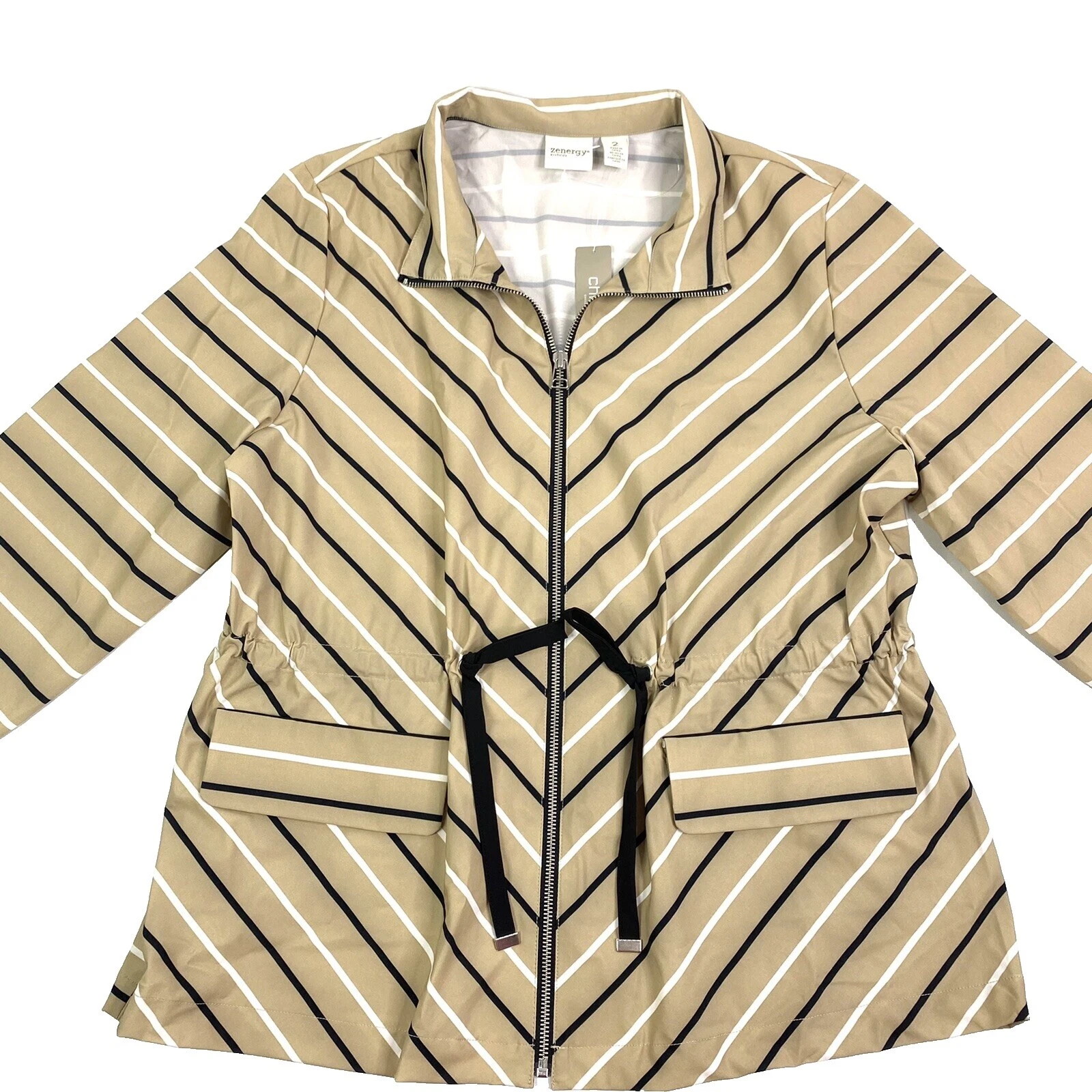 Striped Multicolor Windbreaker Coats, Jackets & Vests for Women