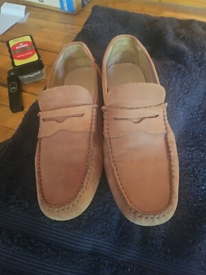 Jack Erwin Penny Driving Loafers Classic Casual Shoes Suede Brown Mens Size 