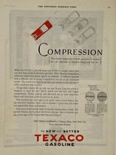 Original Vintage Texaco Ad: Compression, The New and Better Texaco Gasoline