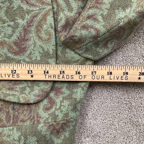 Morrissey Y? Blazer Women 6 Sage Green Brown Scroll Wool Wide Shawl USA VTG - Picture 7 of 11