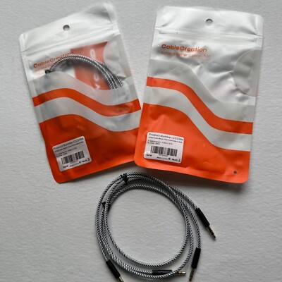 CableCreation 2-Pack Audio Stereo Cable 3.5mm Male to Male 1.5ft (2 packs) NEW