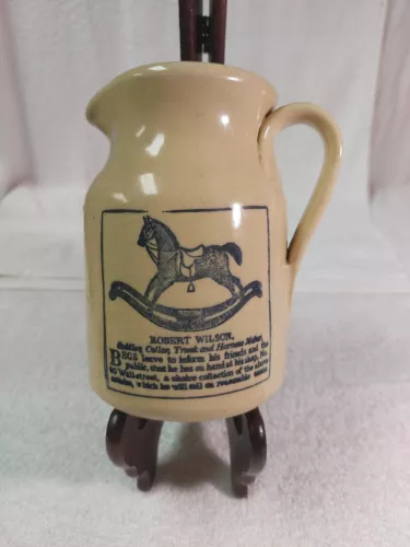 Vintage Stoneware Pitcher Jug Advertising Robert Wilson Shop Made in England F-S