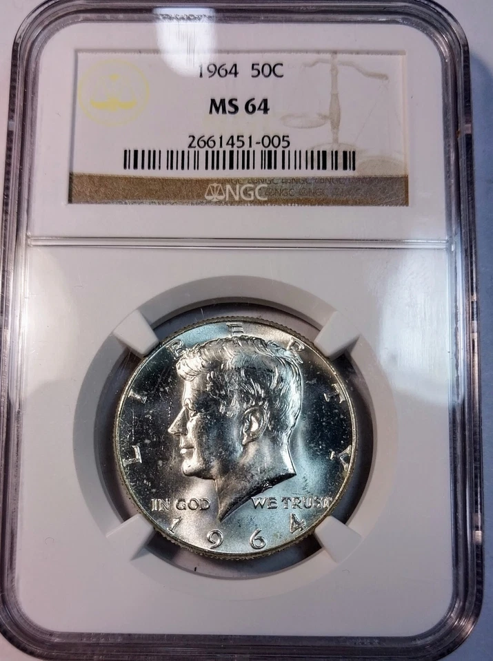 1964 NGC MS64 Rainbow 🌈 Toned Silver Kennedy Half - Beautiful Color - Image 4 of 4