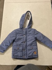 Little Me 2T Blue Coat With Fleeced Hood Dino Explorer Zip  Snap