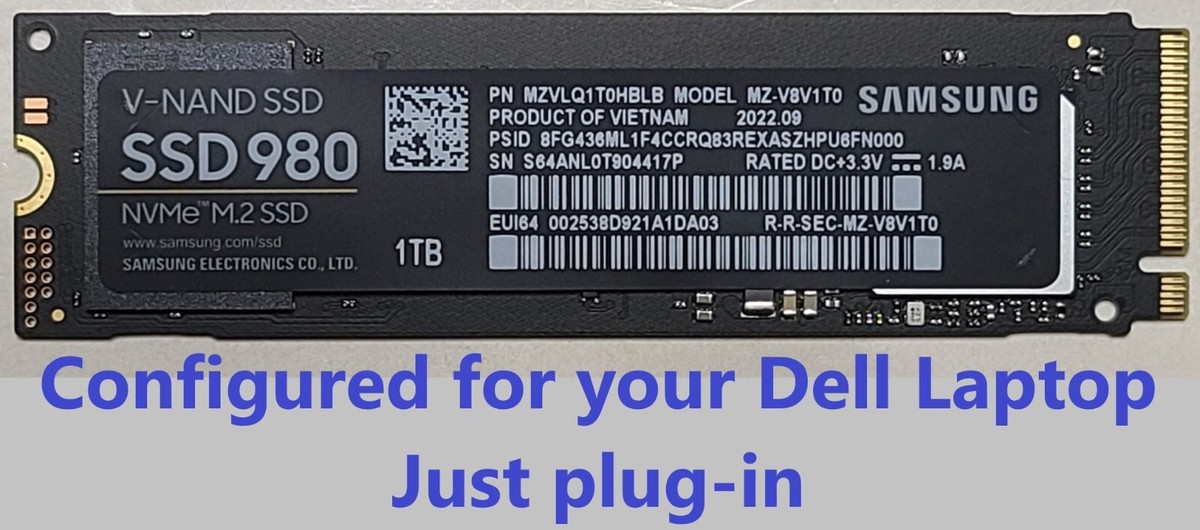 NEW - Dell Inspiron Laptop NVMe M.2 SSD Drive 1TB Samsung SSD 980