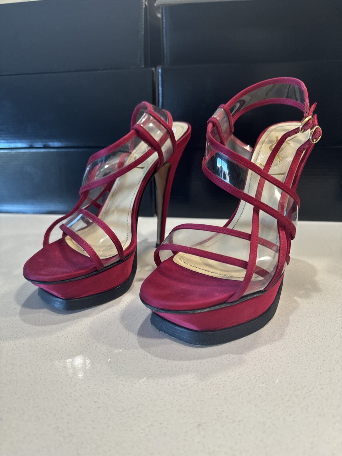 SPLENDIDO TACCHI VINTAGE YSL SLINGBACK CINTURINO TRASPARENTE YVES Saint laurent 36