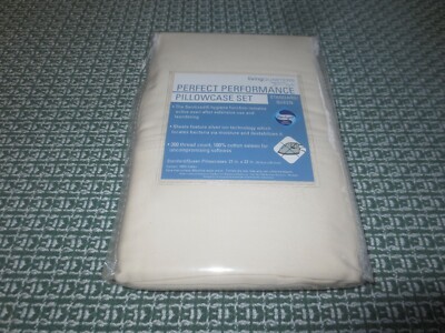 NIP PAIR Perfect Performance 300-Count 100% COTTON SATEEN Std/Queen PILLOWCASES