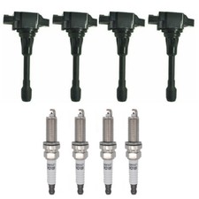 4pcs Ignition Coils & Spark Plugs Set for Nissan Versa Tiida March 1.6L UF549