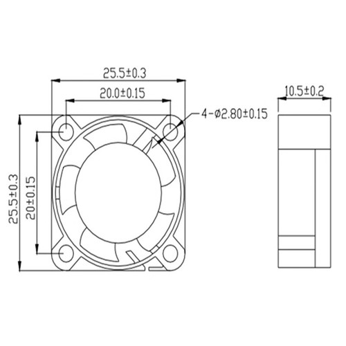 DC Brushless 3 / 4-Pin PWM Micro Cooling Fan for GPU/CPU/Printer 2510 25x10x10mm - Picture 2 of 7