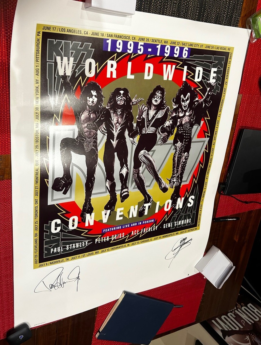 KISS GENE SIMMONS PAUL STANLEY Hand Signed Lithograph Poster 95/96
