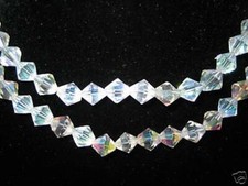 2 Strands 4mm Genuine Crystal Bicone Clear AB Beads