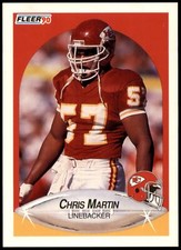 Chris Martin #205a 1990 Fleer Lower right star of AFC logo aligned with blue