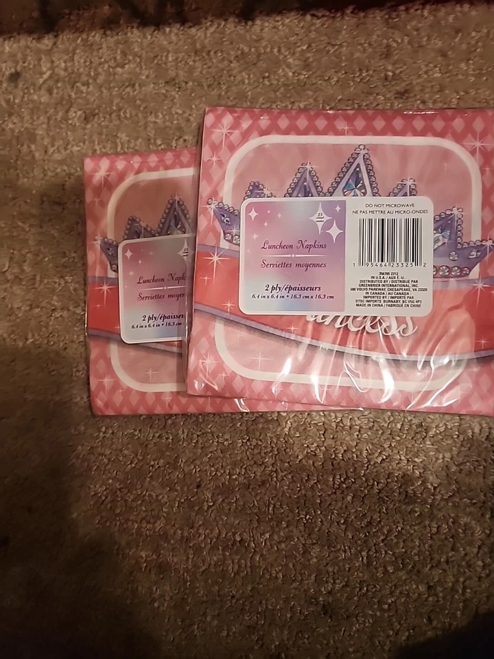 Princess Napkins Girls Party Beverage Napkins 16 each Birthday Party 2 packs - Image 2 of 3
