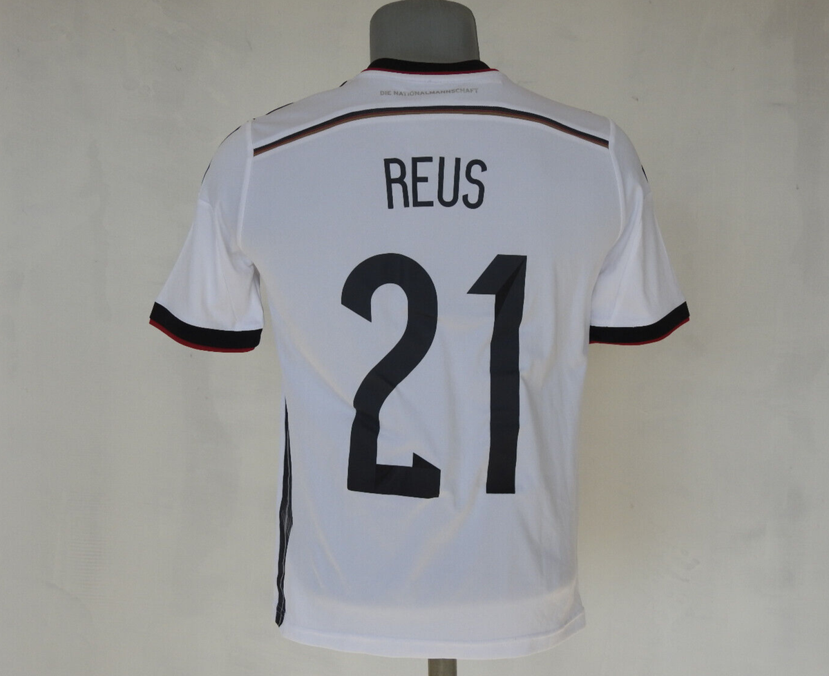 Germany WC 2014 Home Jersey #21 Reus Adidas White Shirt Size Boys