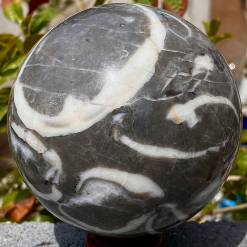 2.52LB Natural Thousand Eye Stone Quartz Crystal Ball Reiki healing+BASE. - Picture 8 of 16