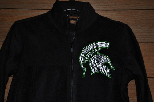 Michigan State licensed children's rhinestone bling black fleece jacket S M L XL - Picture 3 of 9