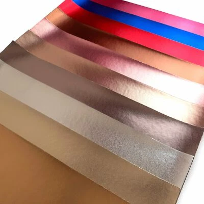 LINCOLN CRAFTS Shiny Leather Effect A4 Fabric Sheets - Quality Fine Leatherette Gloss Metallic