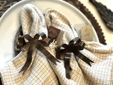 2 JAN BARBOGLIO Napkin Rings HAND SIGNED iron 🌹 RETIRED Forged TAGS IRON SIGNED