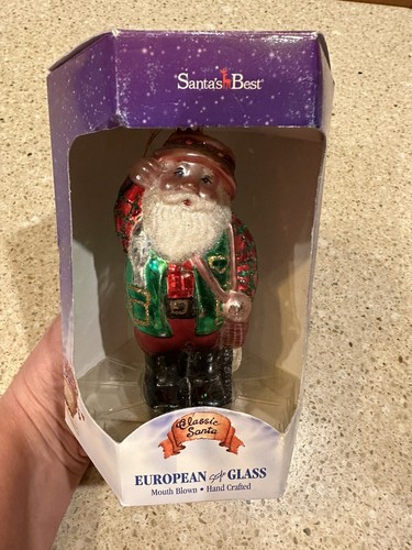 "Adorno de vidrio de pesca de Santa Santas Best hecho a mano estilo europeo de 5" - Imagen 7 de 9