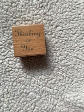 Unbranded Rubber Stamp " Thinking of You" 1.5in x 1.5 Saying, Phrases, Words