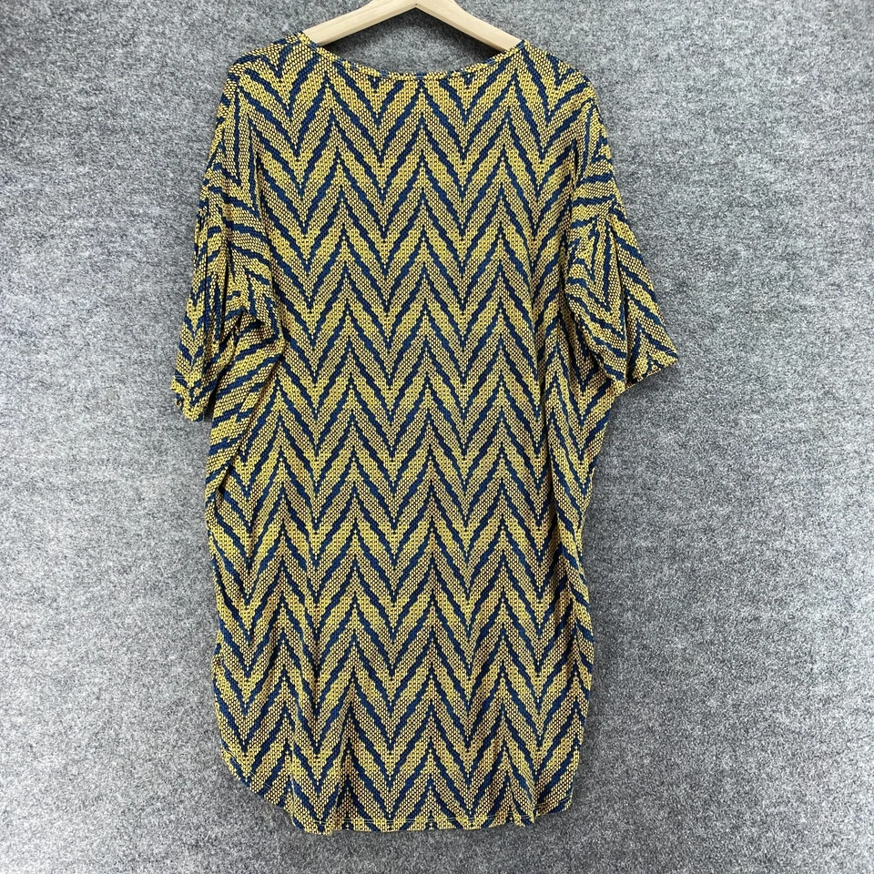 LulaRoe Top Women XS Yellow Striped Short Sleeve Round Neck Pullover Rayon - Image 2 of 4
