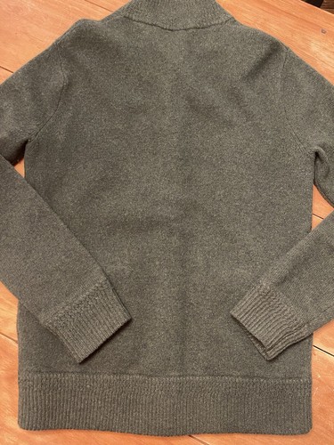 J. Crew LambsWool Chore Coat Cardigan Sweater Mens Small Olive Green Chunky Knit - Picture 6 of 8