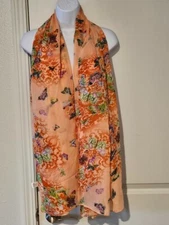 Tossa 66" orange/butterfly ladies scarf