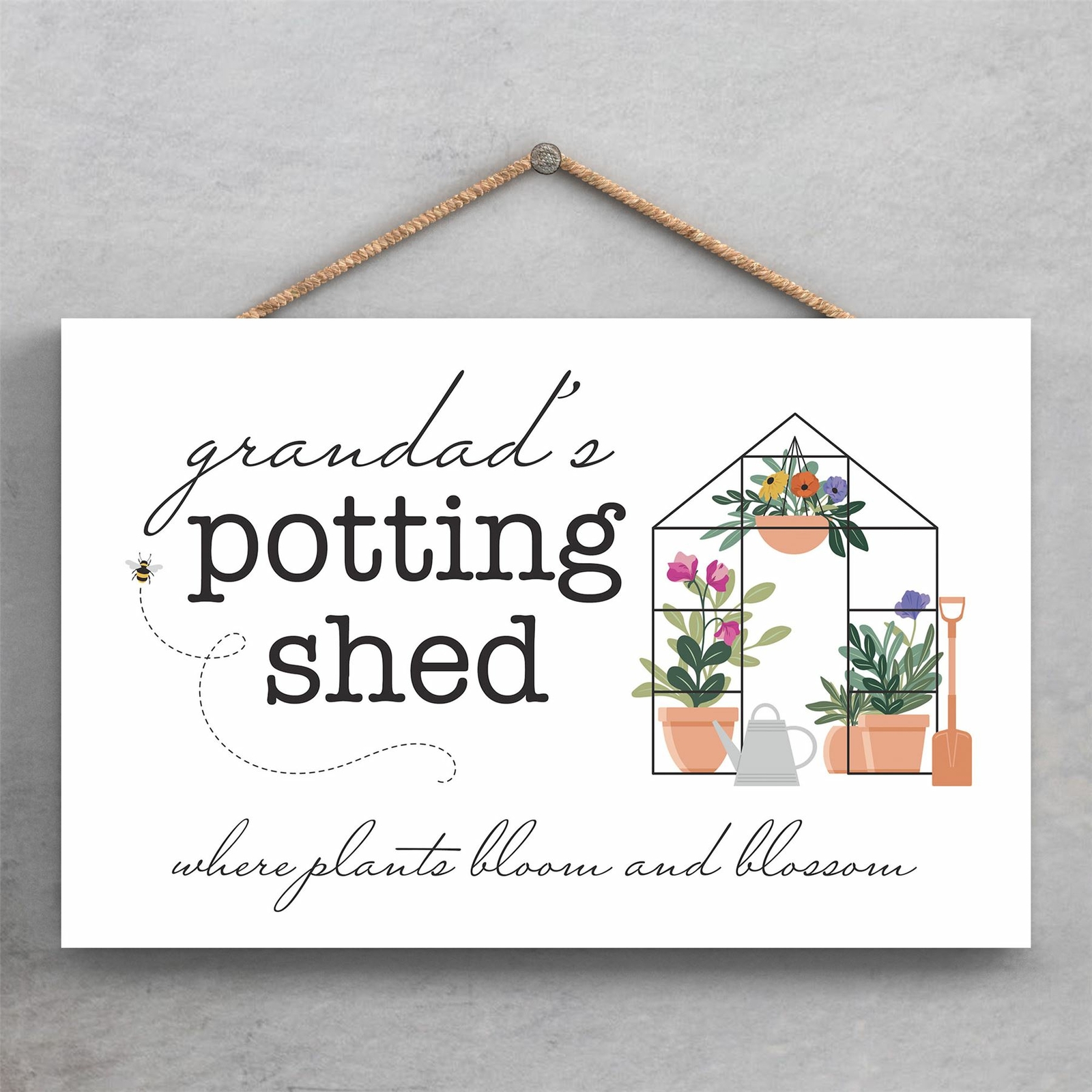 GRANDADS POTTING SHED SPRING MEADOW THEME WOODEN HANGING PLAQUE