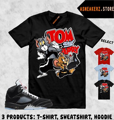Shirt Match AJ 5 OG Black Metallic Reimagined Sneaker Tee Sneakerhead Cat Mouse