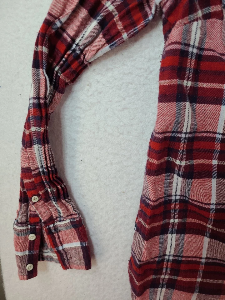 Camisa de franela ligera con botones manga larga a cuadros roja Merona para mujer mediana Foto 3 de 4