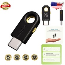 Secure YubiKey 5C MFA Key, USB-C Passkey, Water/Crush Resistant, FIDO Certified