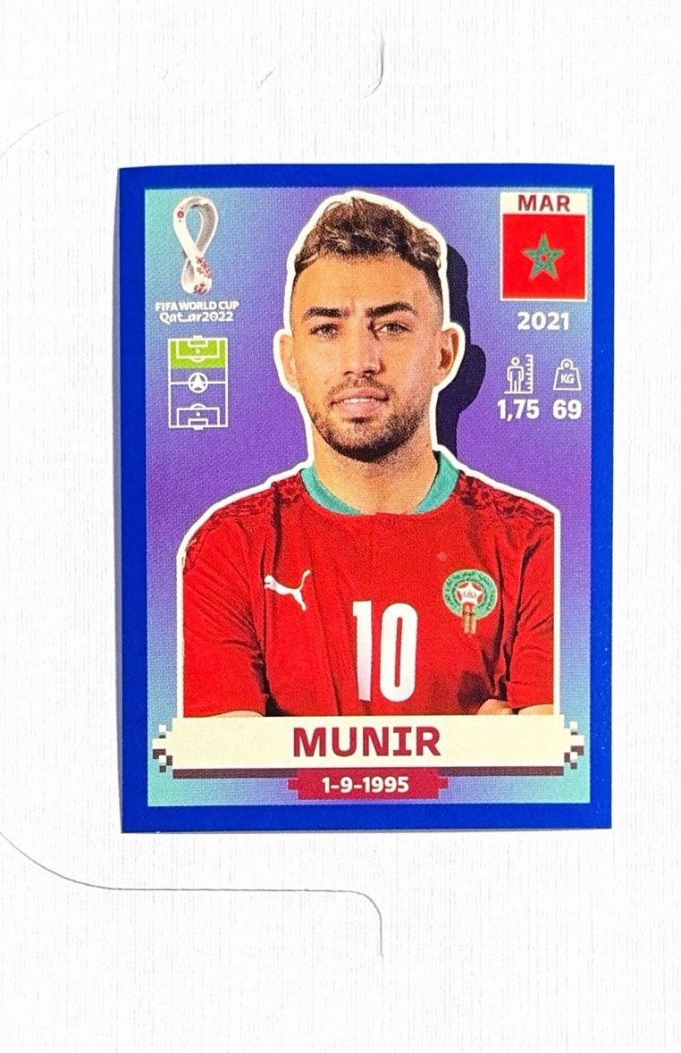 Munir ~ 2022 Panini FIFA World Cup Qatar Sticker ~ Blue #MAR19