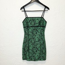 Pretty Little Thing Dress Mini Green Black Lace size 6